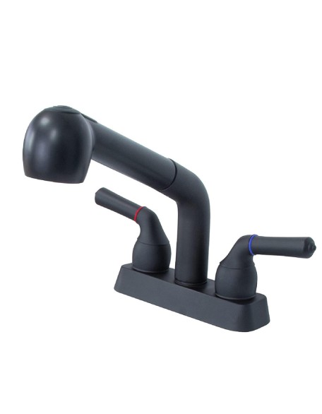 Kitchen multi-function double handle faucet household simple hot and cold pull-out faucet