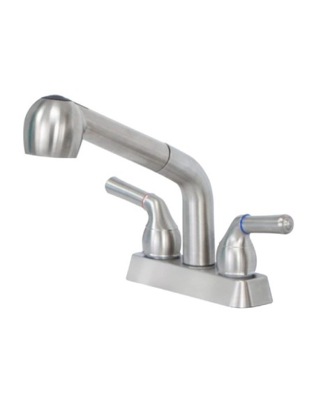 Kitchen multi-function double handle faucet household simple hot and cold pull-out faucet