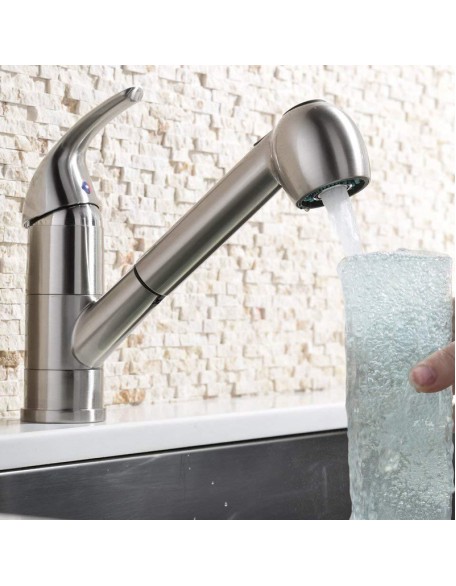 Kitchen rotatable multi-function faucet hot and cold quick connect pull-out faucet