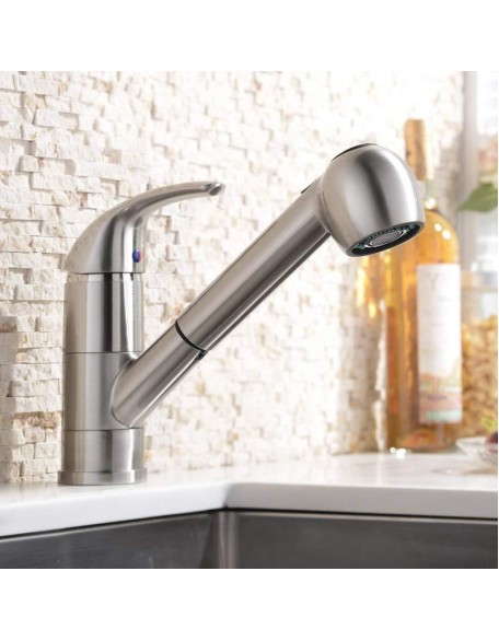Kitchen rotatable multi-function faucet hot and cold quick connect pull-out faucet