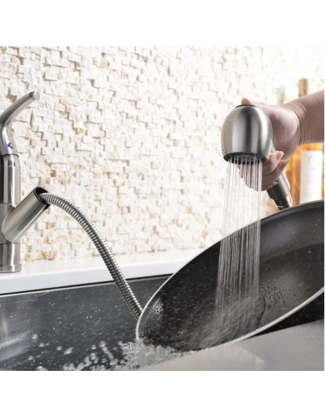 Kitchen rotatable multi-function faucet hot and cold quick connect pull-out faucet