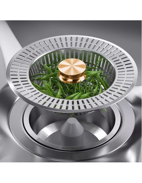 Stainless Steel Kitchen Sink Pop-Up Core Drainer Dishwasher Strainer Carrying Basket Leak Stopper
