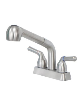 Kitchen multi-function double handle faucet household simple hot and cold pull-out faucet