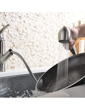 Kitchen rotatable multi-function faucet hot and cold quick connect pull-out faucet
