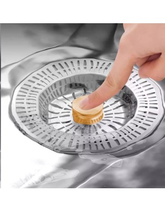 Stainless Steel Kitchen Sink Pop-Up Core Drainer Dishwasher Strainer Carrying Basket Leak Stopper